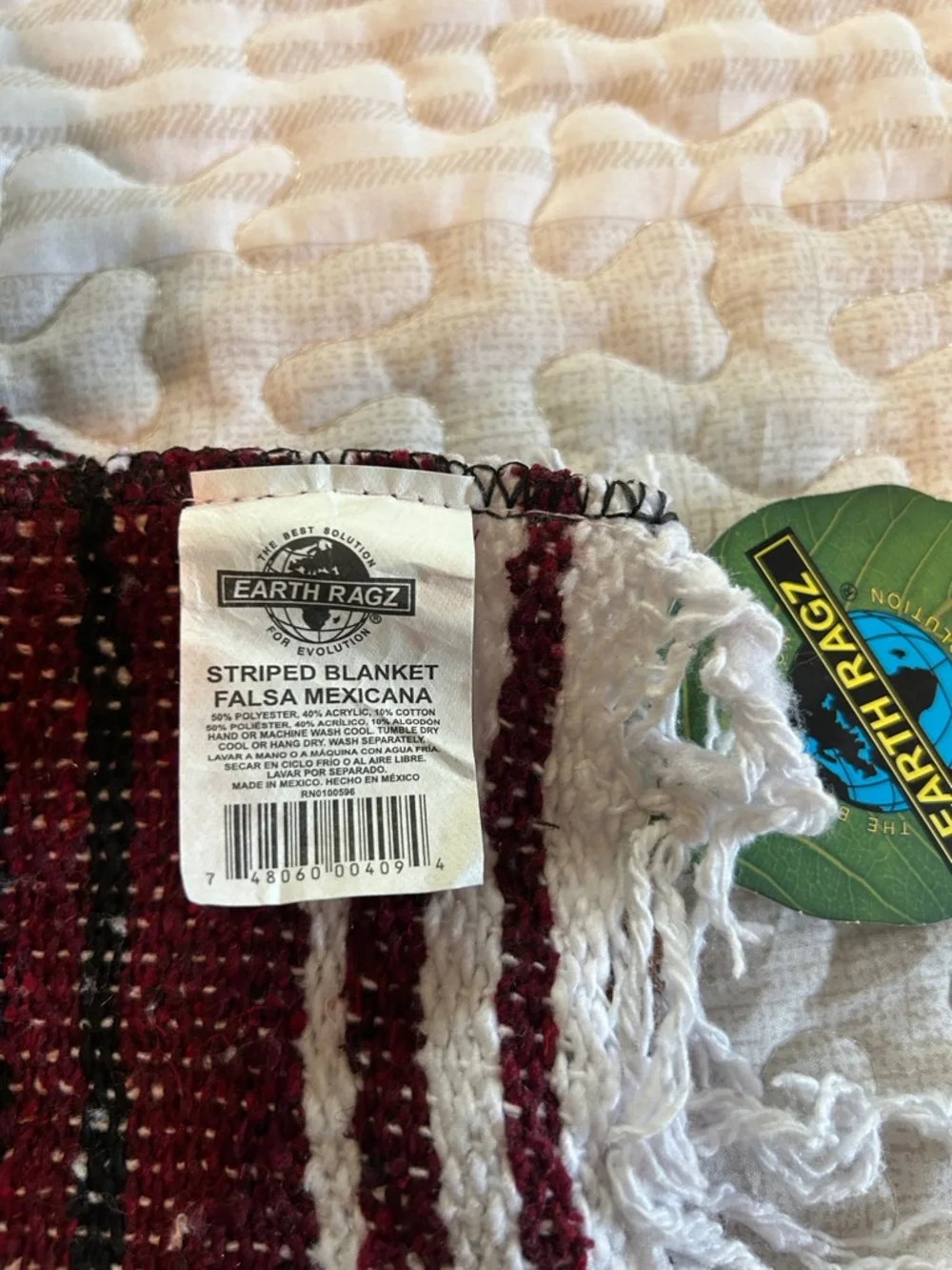 EARTH RAGZ NWT Mexican Blanket ~ Maroon,Black and white